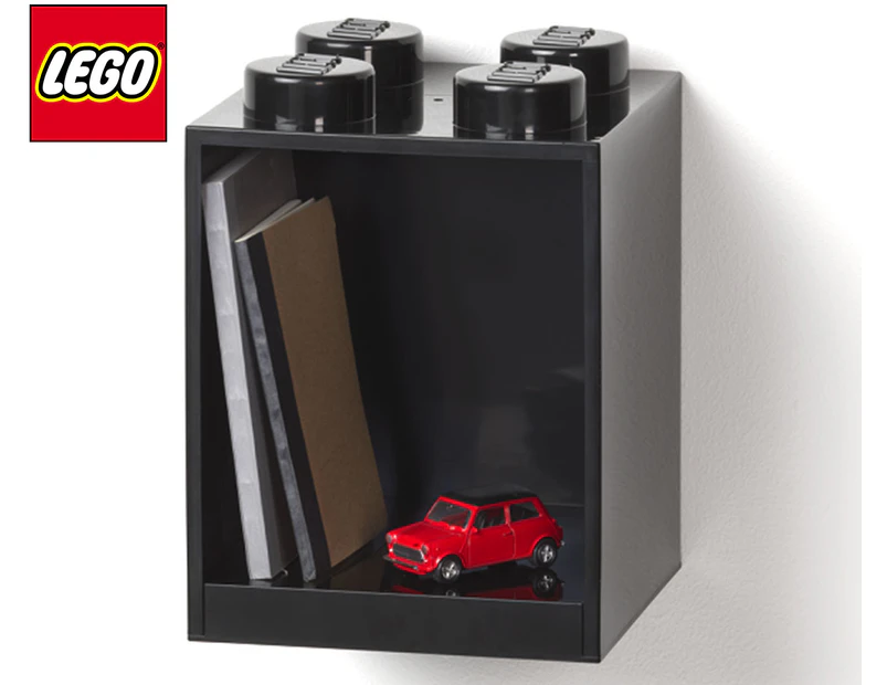 LEGO 4-Knob Stackable Brick Shelf - Black