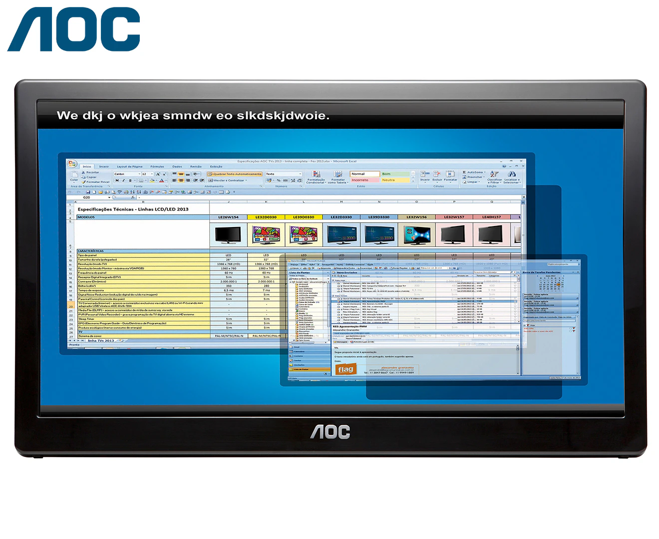 AOC 15.6' Portable Monitor 1366x768 HD 60Hz LED 16:9 USB 3.0 w/ Stand TN Panel