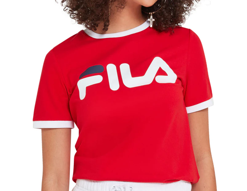 Fila Women's Classic Ringer Tee / T-Shirt / Tshirt - Red