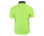 BigBEE Classic Hi Vis Polo Shirt Safety Work wear Two Tone Cool Dry Short Sleeve - YELLOW/NAVY