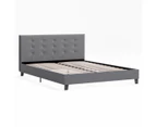 Fabric Bed Frame with Square Tufted Bed Head in King, Queen and Double Size (Charcoal Fabric)
