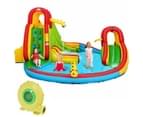 Inflatable Water Slide, w/Double Slides & Air Blower, Jumping Castle, Bouncer House, Water Park Splash Pool Toy Swimming Outdoor 1