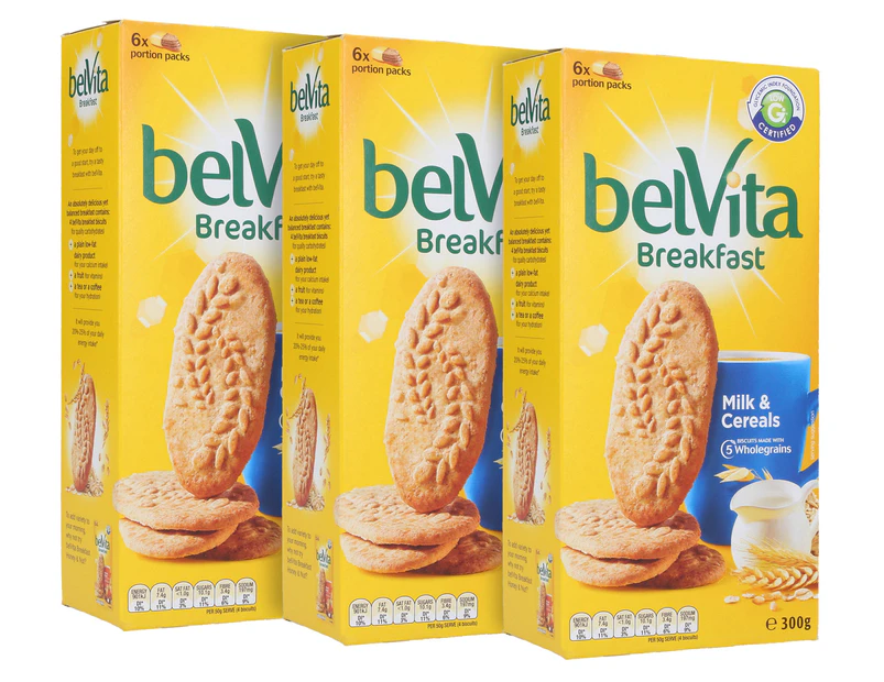 3 x Belvita Breakfast Biscuits Milk & Cereals 300g