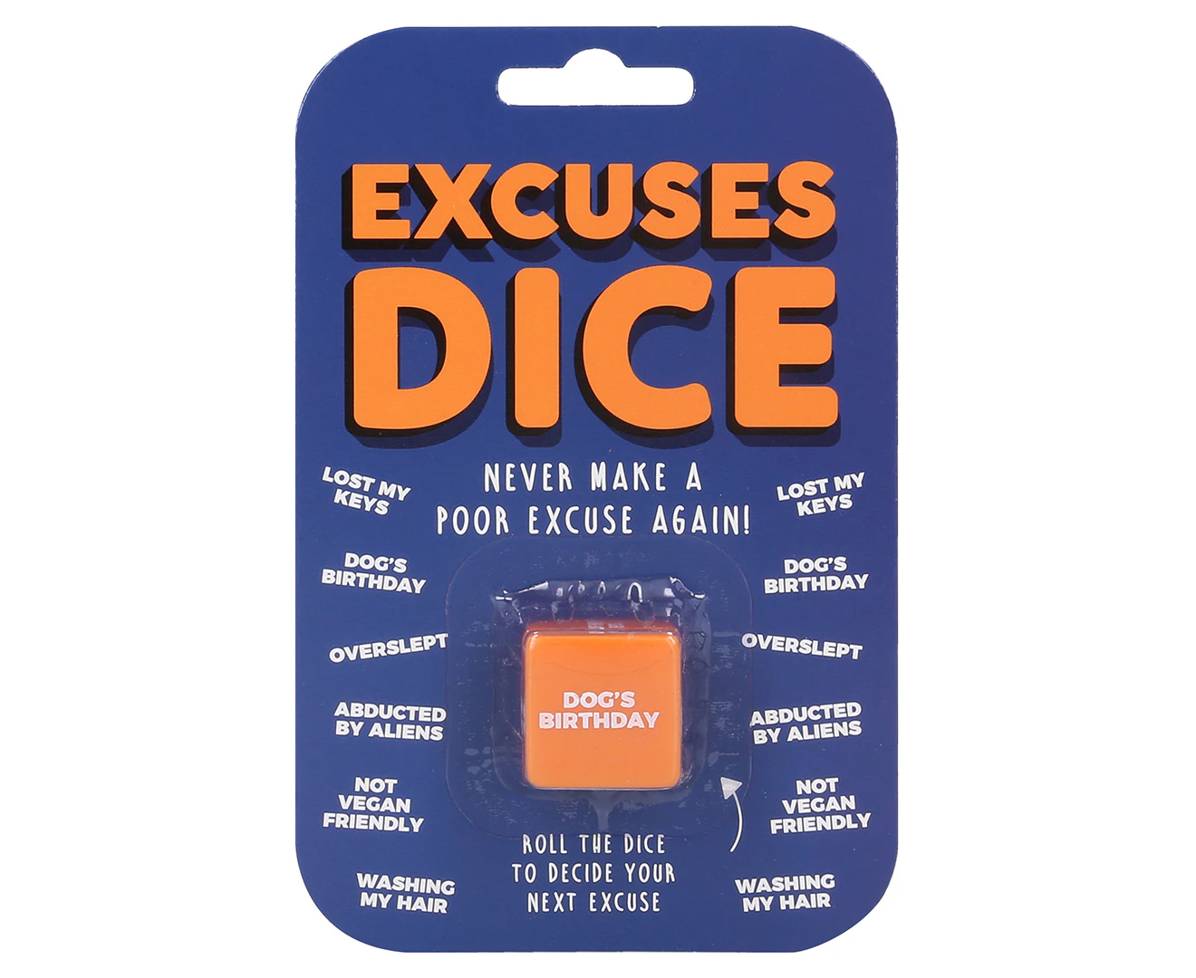 Gift Republic Excuses Dice Decision Making Reasoning Play Game Novelty Orange