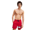 Tommy Hilfiger Swimwear Men's Medium Leg Flag Drawstring Boardshorts - Tango Red