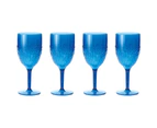 Cellar By The Pool 4 Piece Shatterproof Outdoor Wine Glass Set Blue
