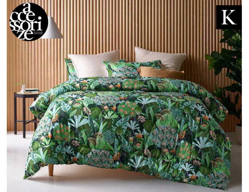 Accessorize Daintree King Bed Comforter Set - Green Multi
