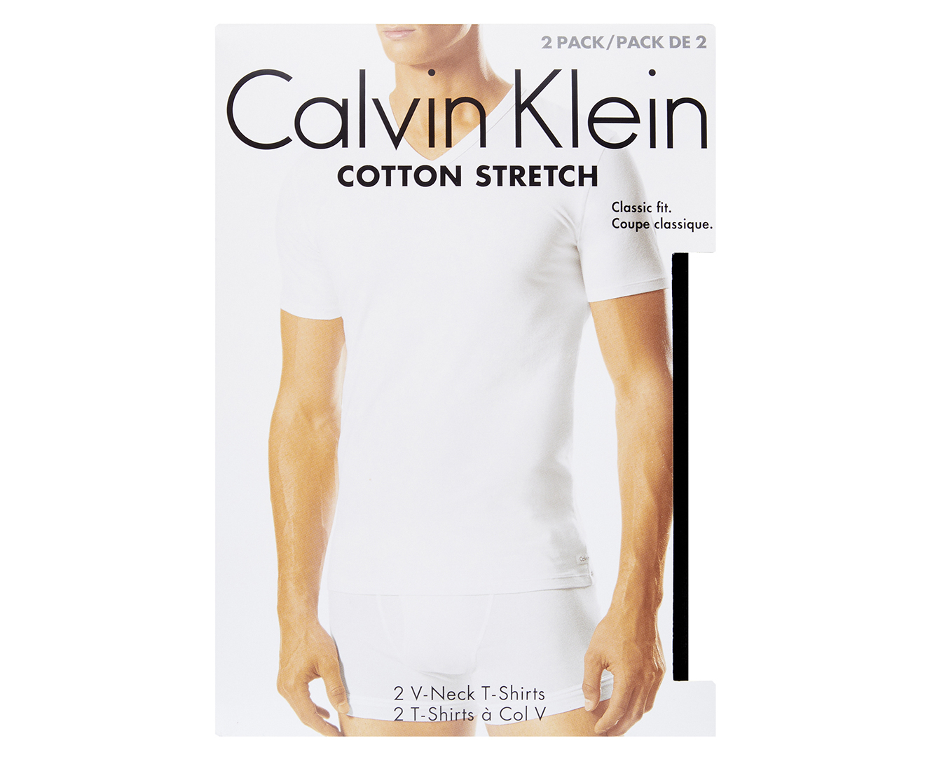 Calvin Klein Men's Cotton Stretch V-Neck Tee / T-Shirt / Tshirt 2-Pack -  Black 