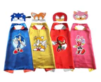 Boy's and Girl's Pack of 4 Sonic the Hedgehog and Friends Tails Knuckles Amy Cape and Mask Dress Up Costume- Multi - Blue