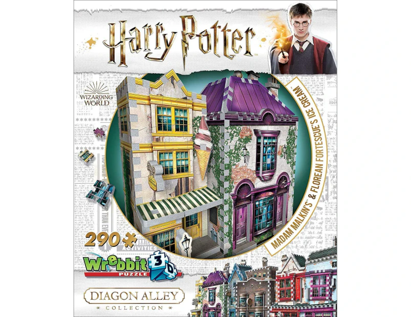 Wrebbit 3D Harry Potter Diagon Alley Collection: Madam Malkins & Florean Fortescues Jigsaw Puzzle - 290 Pieces