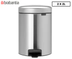 Brabantia 2 x 2L NewICON Pedal Recycling Bin - Silver