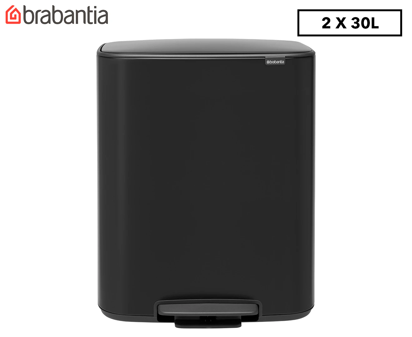 Brabantia 2 x 30L Bo Pedal Recycling Bin - Black