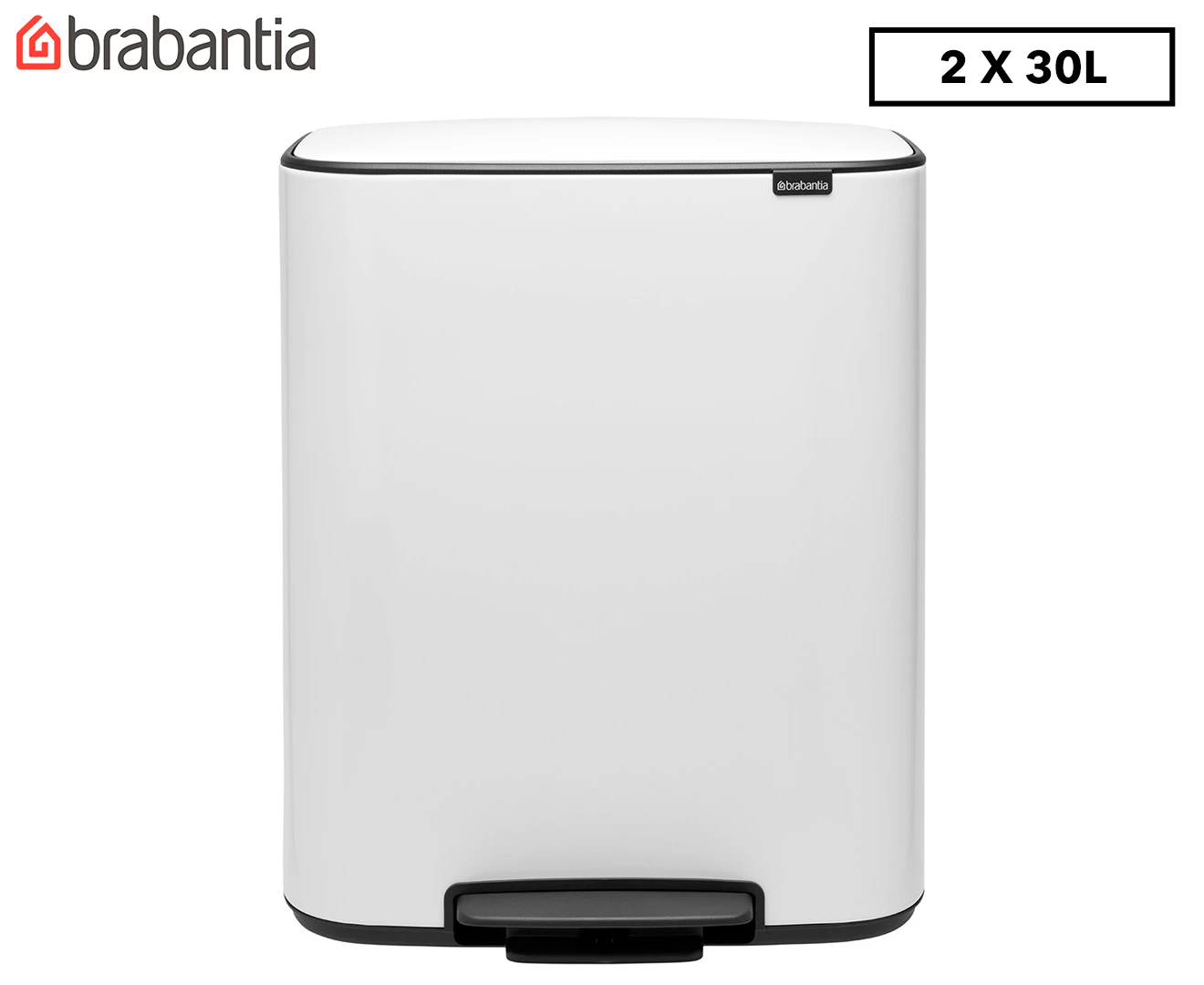 Brabantia 2 x 30L Bo Pedal Recycling Bin - White