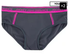 2 x Jockey Youth Girls' Dry Impact Bikini Briefs - Hombre/Luxe Berry