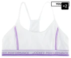 2 x Jockey Youth Girls' Dry Impact Crop - White/Purple