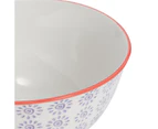 Nicola Spring Hand Printed Cereal Bowl - Ceramic Porcelain Ramen Dessert Oatmeal Serving Dish - 16cm - Purple