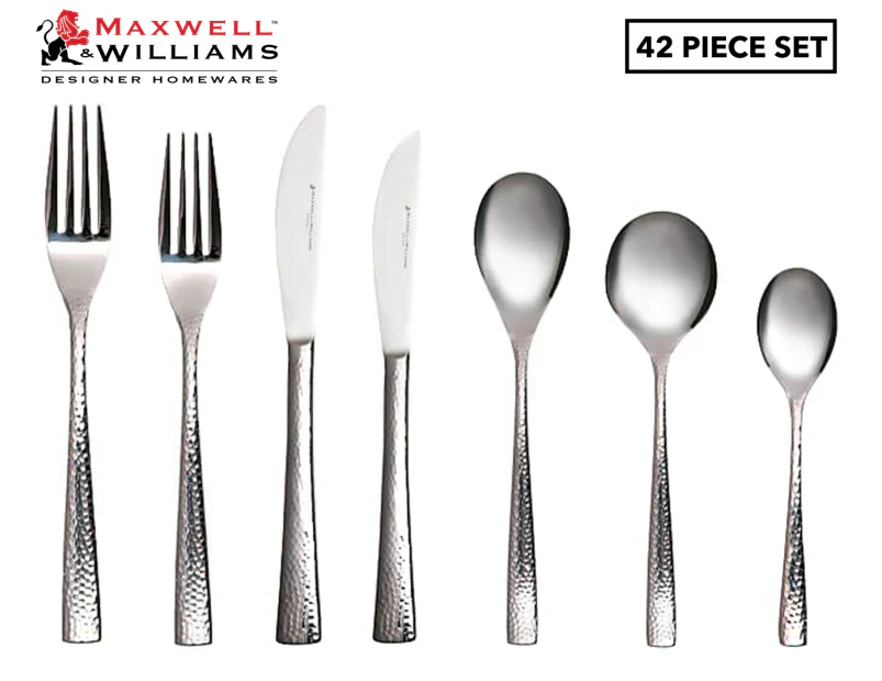 Maxwell & Williams 42-Piece Wayland Hammered Cutlery Set - Silver