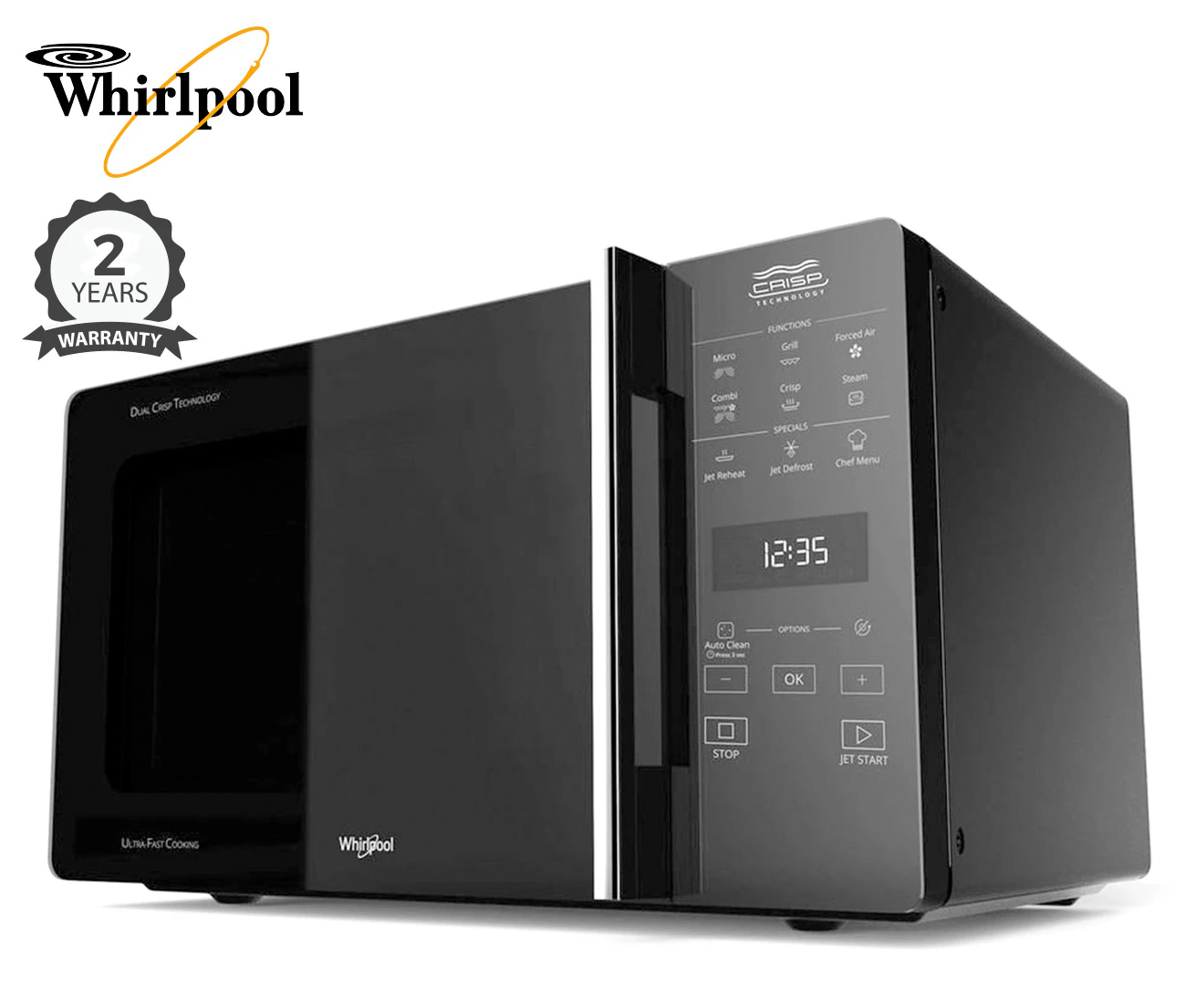 Whirlpool 25L Freestanding CrispFry Microwave & Grill - Black (MWCF25BK)