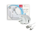 Aerpro 2.4A AC USB Wall Charger w/ 1m Lightning Cable for Apple/iPhone/iPad WHT