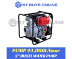 Water Transfer Pump Diesel 2 Inch 4.5Hp Electric Start High Flow 44,000L/Hr
