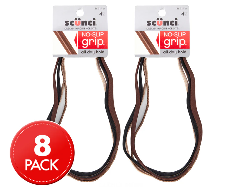 2 x 4pk Scunci No-Slip Grip Headband - Multi