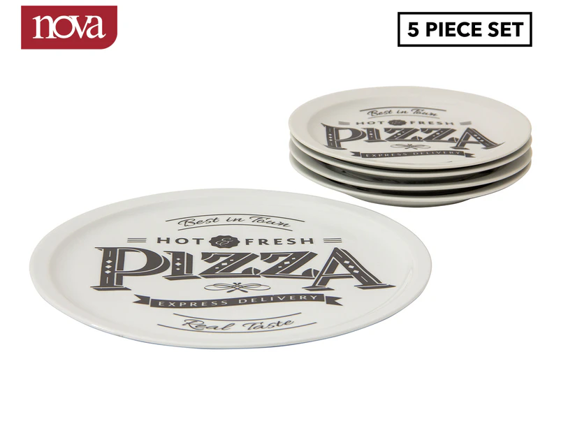 Nova 5-Piece Pizza Serving Set - White/Black