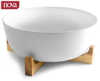 Nova 27.5cm Serving Bowl with Acacia Wood Stand - White/Natural