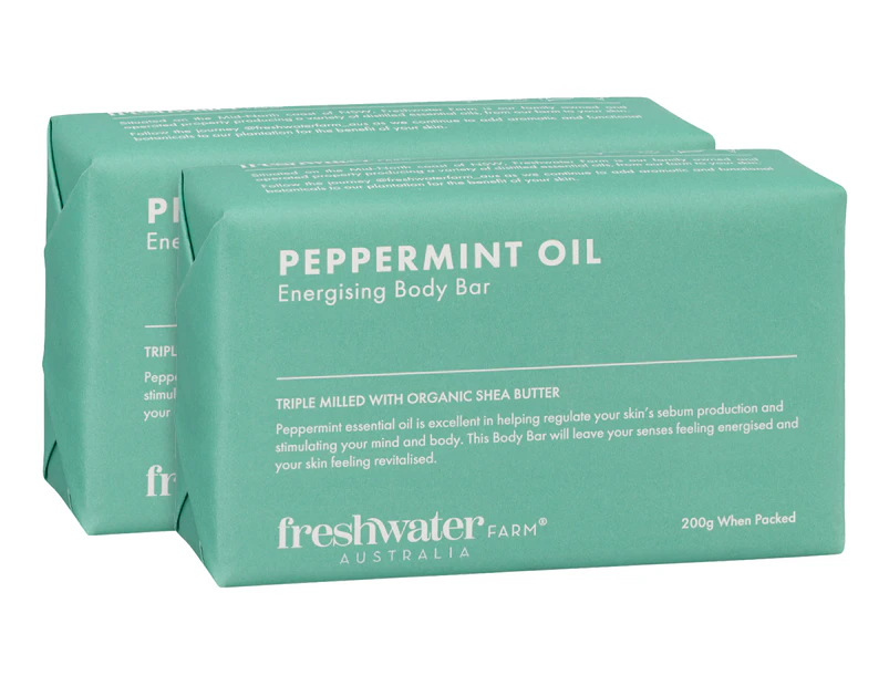 2 x Freshwater Farm Energising Body Bar Peppermint Oil 200g