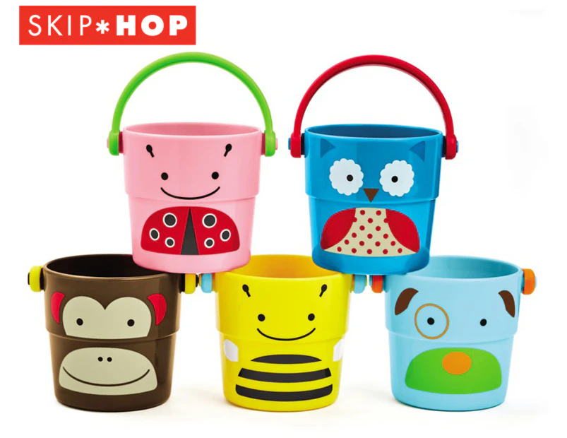 Skip Hop Zoo Stack & Pour Buckets 5-Piece Bath Toy Set