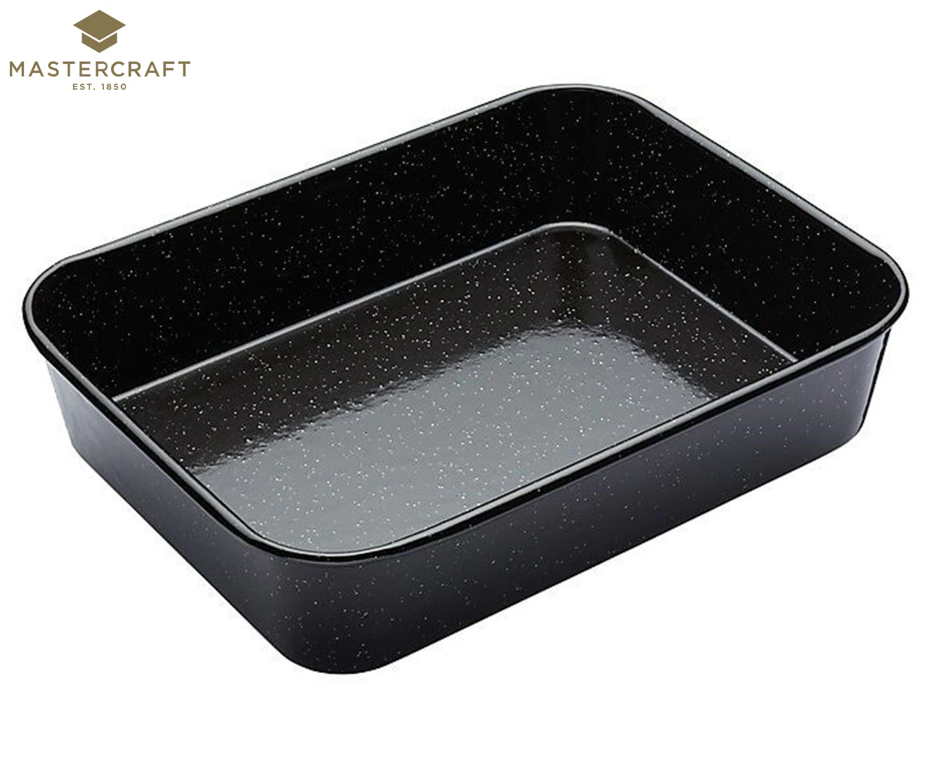 Mastercraft Pro Vitreous 34x26cm Enamel Roasting Pan Baking/Cooking Tray Black