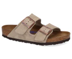 Birkenstock Unisex Arizona Suede Soft Footbed Regular Fit Sandals - Taupe