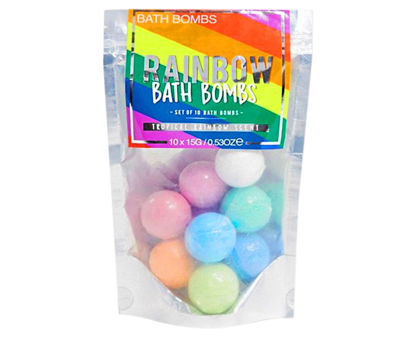 10pc Gift Republic 15g Tropical Rainbow Bath Bombs Scented Fizzies Fragrance