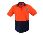 Adelaide United A-League Hi-Viz Orange Short Sleeve Work Polo Shirt Size Large