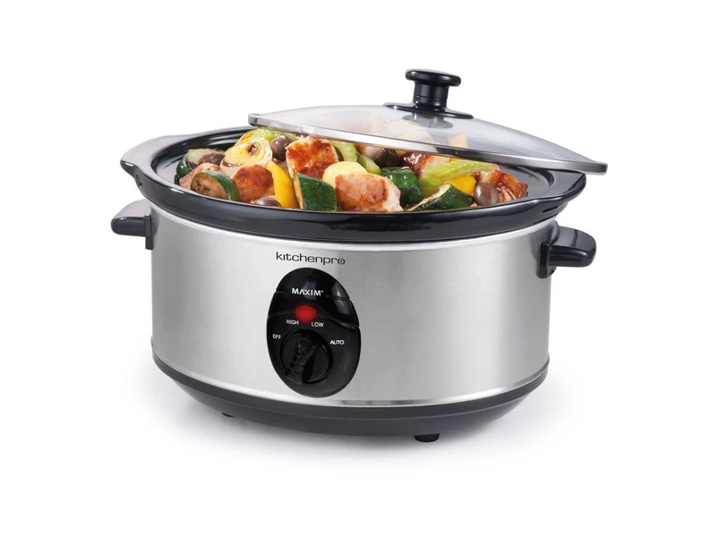 Maxim Kitchen Pro 3.5L 240W Stainless Steel Food Slow Cooker w/ Ceramic Bowl/Pot