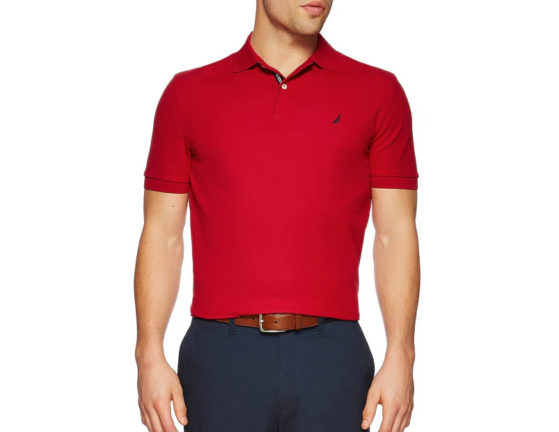 Nautica Men's Short Sleeve Performance Deck Polo Shirt Red