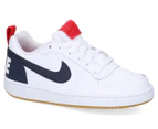 Nike Grade-School Boys' Court Borough Low Sneakers - White/Obsidian/University Red