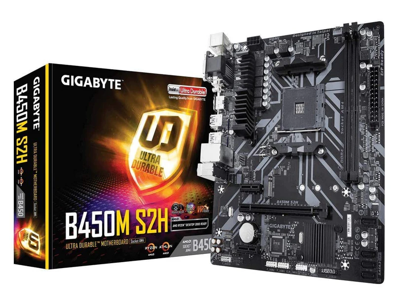Gigabyte B450M S2H AM4 M-ATX Motherboard(AMD RYZEN) HT