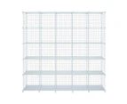 25 Cubes Grid Wire Storage Shelf Cabinet DIY Metal Modular Organizer Rack White