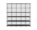 Metal Wire 25-Cube Storage Grid Organizer DIY Modular Cabinet for Toys Books Clothes Black