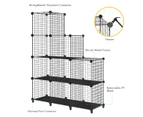 Metal Wire 25-Cube Storage Grid Organizer DIY Modular Cabinet for Toys Books Clothes Black