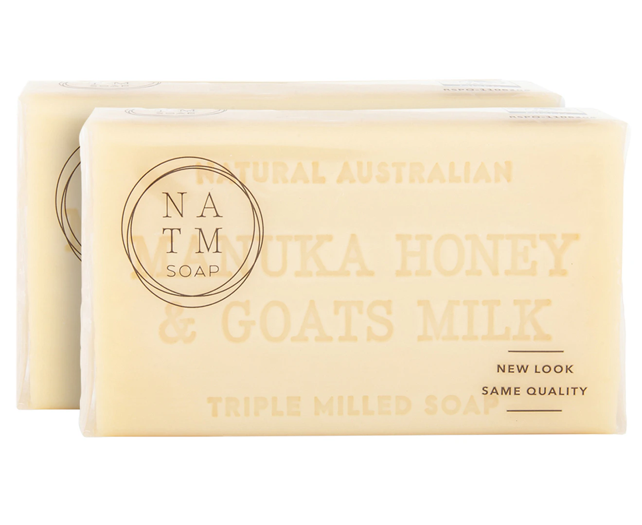 2 x Natural Australian Triple Milled Soap Bar Soap Manuka Honey & Goats Milk 200g