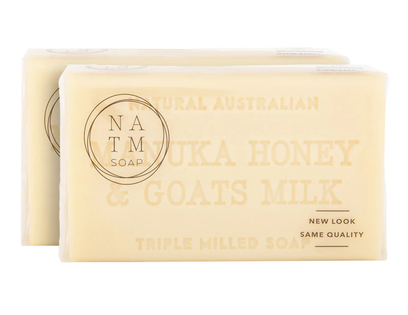 2 x Natural Australian Triple Milled Soap Bar Soap Manuka Honey & Goats Milk 200g