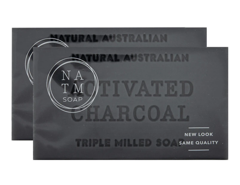 2 x Natural Australian Triple Milled Soap Bar Soap Activated Charcoal 200g