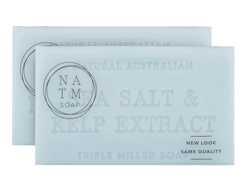 2 x Natural Australian Triple Milled Soap Bar Soap Sea Salt & Kelp Extract 200g