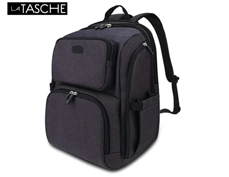 La Tasche Iconic Backpack Nappy Bag - Charcoal/Black