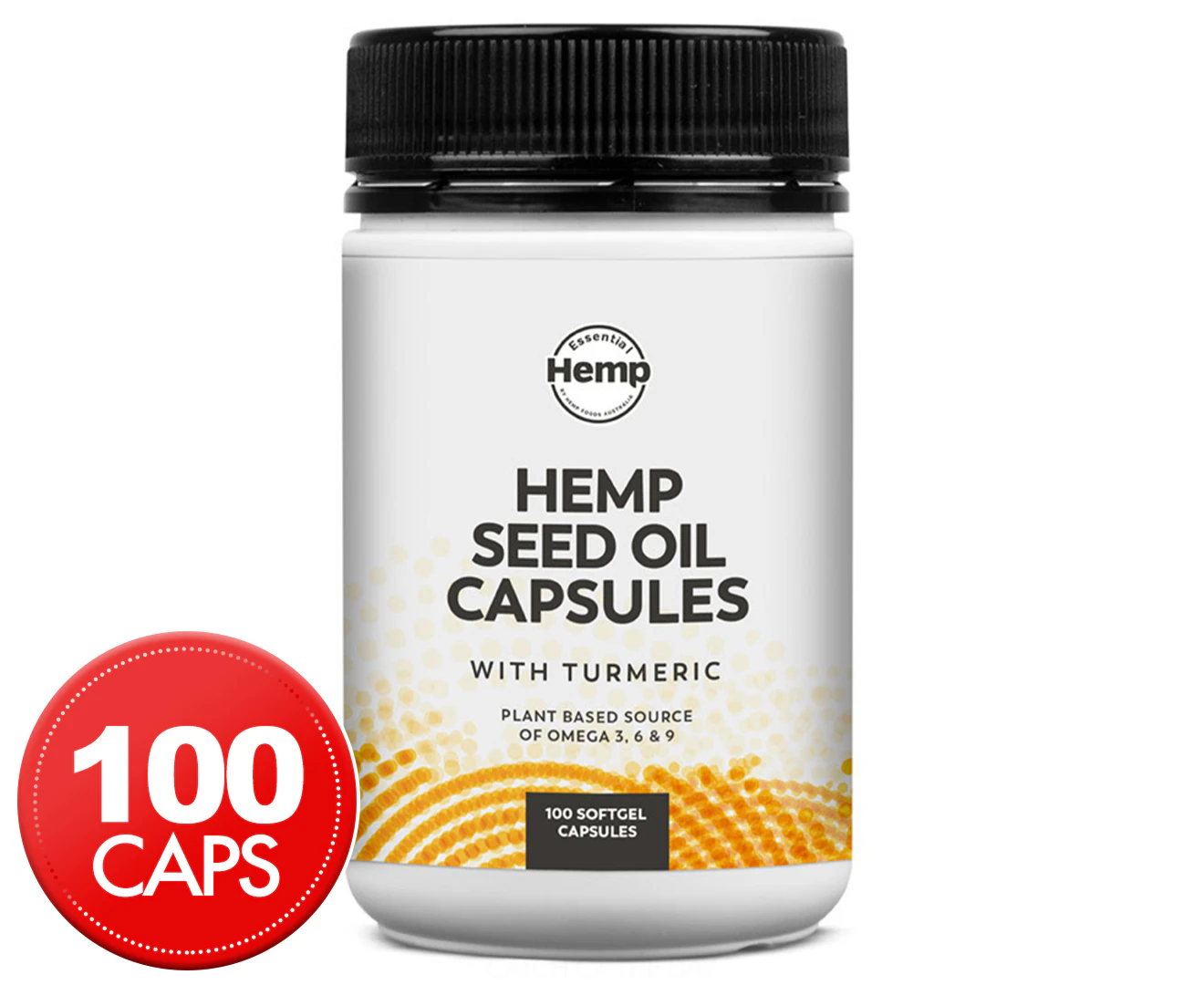 Hemp Foods Australia Hemp Seed Oil w/ Turmeric 100 Soft Gel Caps