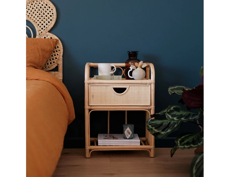 Breeze Suzane Natural Rattan One Drawer Bedside Table