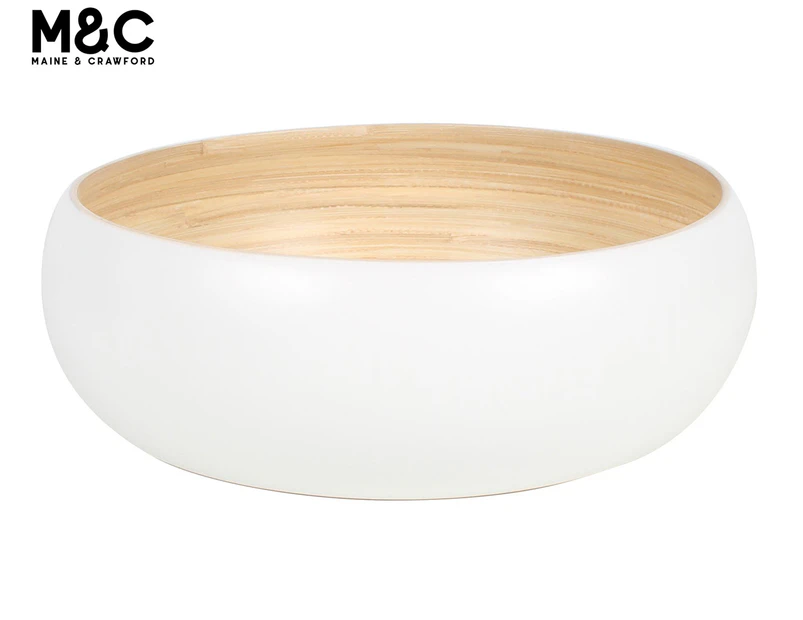 Maine & Crawford 30x10cm Tai Pressed Bamboo Bowl - White/Natural