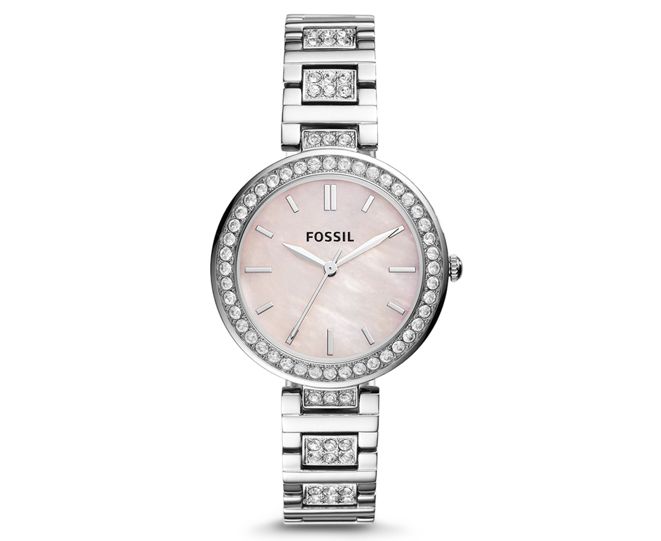 Fossil Women's 34mm Karli Stainless Steel Watch - Silver/Mother of ...