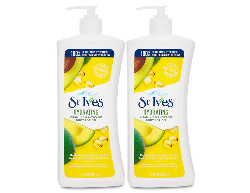 2 x St. Ives Hydrating Vitamin E & Avocado Body Lotion 621mL